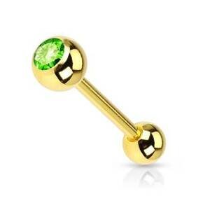 Šperky4U Pozlacený piercing do jazyku - kamínek - PJ01030-G
