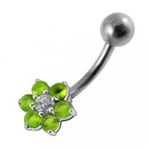 Šperky4U Stříbrný piercing do pupíku - kytička - BP01018-G