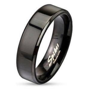 Šperky4U Ocelový prsten černý, š. 6 mm - velikost 55 - OPR1410-55