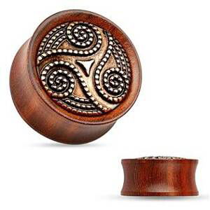 Šperky4U Dřevěný plug do ucha Rose Wood s ornamenty - PL01173-19