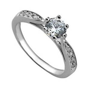 Šperky4U Stříbrný zásnubní prsten se zirkony - velikost 54 - ZB82723-54