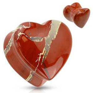 Šperky4U Plug do ucha srdce - červený nefrit - jadeit - PL01132-08