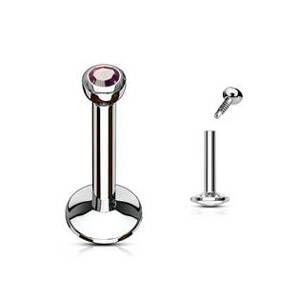 Šperky4U Piercing do brady - labreta, zirkon 2 mm - LB1008-1206A