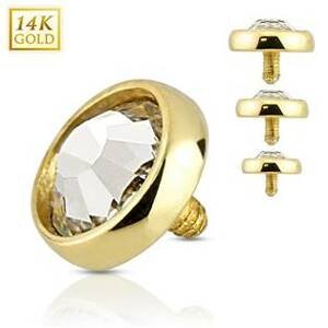 Šperky4U Zlatý piercing - dermál zirkon, Au 585/1000 - ZL01038-04-YG