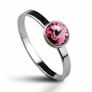 NUBIS® Stříbrný prsten s kamenem Crystals from Swarovski®, barva: LIGHT ROSE - velikost 50 - CS5940-LR-50