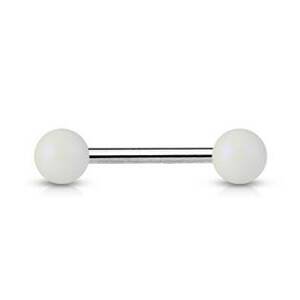 Šperky4U Piercing do jazyka, perleťové kuličky - PJ1002-WH