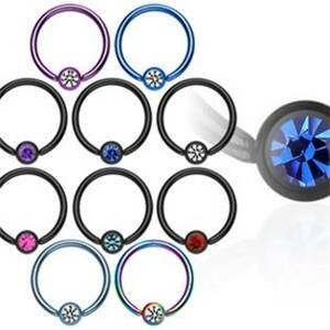 Šperky4U Piercing kruh s kamínem 1,2 x 10 mm - K01031-K-R