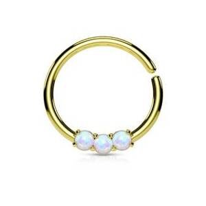 Šperky4U Zlacený piercing do nosu/ucha kruh s bílými opály - N01168-GD