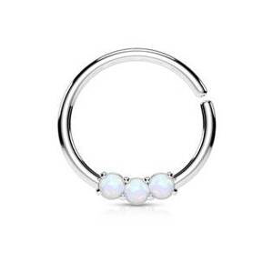 Šperky4U Piercing do nosu/ucha kruh s bílými opály - N01168-W
