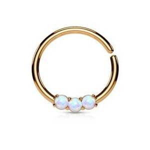 Šperky4U Zlacený piercing do nosu/ucha kruh s bílými opály - N01168-RD