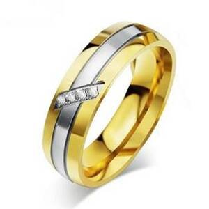 Šperky4U OPR0055 Dámský snubní ocelový prsten se zirkony - velikost 55 - OPR0055-D-55