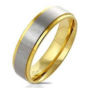Šperky4U OPR003 Pánský ocelový prsten zlacený, šíře 6 mm - velikost 62 - OPR0073-6-62