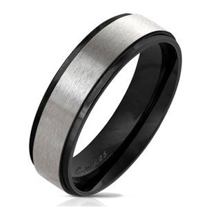 Šperky4U OPR0076 Pánský černý ocelový prsten - velikost 60 - OPR0076-6-60