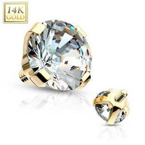 Šperky4U Zlatý piercing - dermál zirkon, Au 585/1000 - ZL01050-03-YG