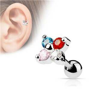 Šperky4U Cartilage piercing do ucha kytička - CP1010-W