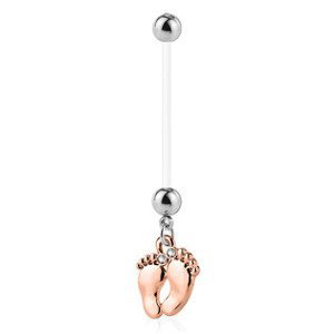 Šperky4U Těhotenský piercing do pupíku - stopy - WP01084-RD