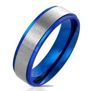 Šperky4U OPR0075 Dámský modrý ocelový prsten - velikost 55 - OPR0075-6-55
