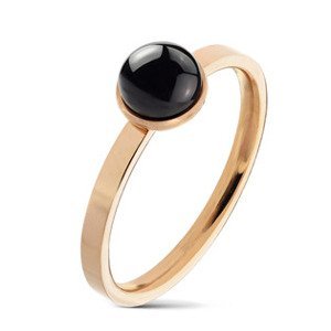 Šperky4U Ocelový prsten s černým achátem - velikost 55 - OPR1691-55