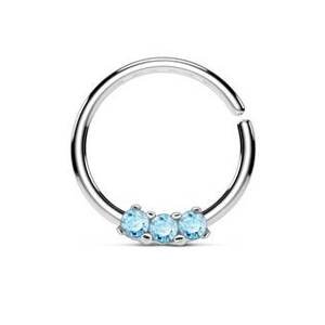 Šperky4U Piercing do nosu/ucha kruh s tyrkysovými zirkony - N01169-Q