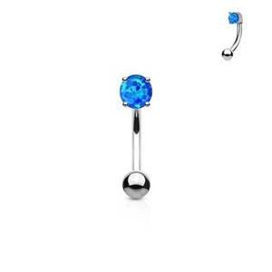 Šperky4U Piercing do obočí - opál, modrá barva - OB1007-B