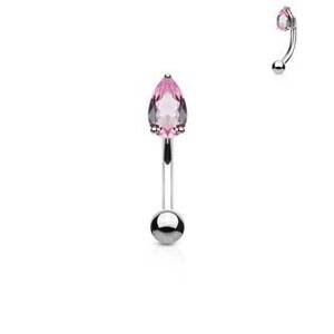Šperky4U Piercing do obočí - zirkon, růžová barva - OB1005-P