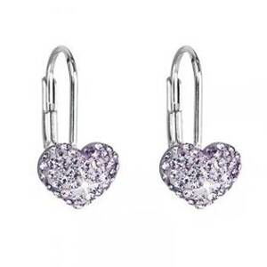 EVOLUTION GROUP CZ Dívčí stříbrné náušnice srdíčka s krystaly Crystals from Swarovski® Violet - 31125.3 violet