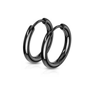 Šperky4U Černé ocelové náušnice - kruhy 15 mm - OPN1119K-15