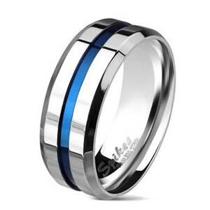Šperky4U Ocelový prsten s modrým pruhem - velikost 65 - OPR1720-65