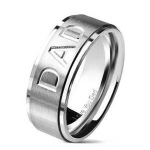 Šperky4U Matný ocelový prsten "DAD" - velikost 62 - OPR1725-62
