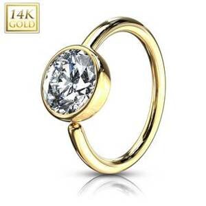 Šperky4U Zlatý piercing do nosu kruh, 0,8 x 8 mm, Au 585/1000 - ZL01060-YG