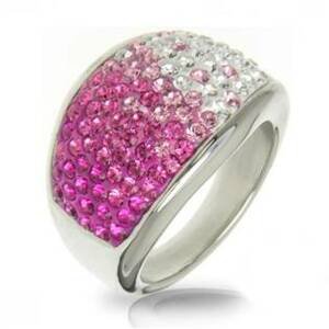 AKTUAL, s.r.o. Ocelový prsten s krystaly Crystals from Swarovski®, ROSE - velikost 56 - LV1020-RO-56