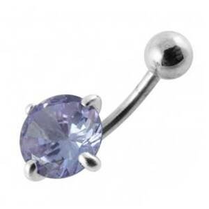 Šperky4U Stříbrný piercing do pupíku, zirkon 10 mm - BP01017-TZ