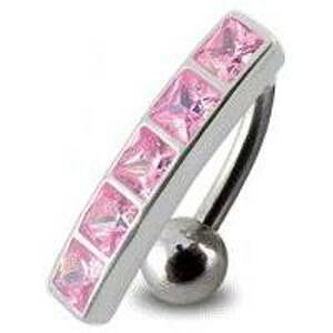Šperky4U Stříbrný piercing do pupíku se štítem - obrácený - BP01162-P