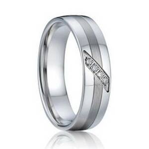 7AE AN1004 Dámský snubní prsten se zirkony - velikost 54 - AN1004-D-54