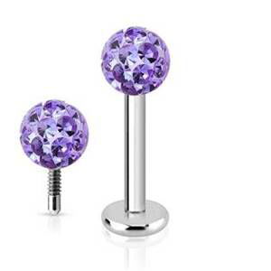 NUBIS® Piercing do brady labreta s krystaly Crystals from SWAROVSKI® 1,2 x 8 mm - LB1038-1208TZ