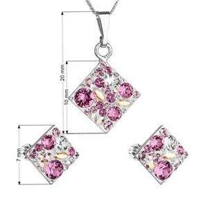 EVOLUTION GROUP CZ Sada šperků - čtverce s kameny Crystals from Swarovski® Rose - 39126.3