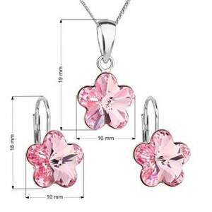 EVOLUTION GROUP CZ Sada stříbrných šperků s kytičkami Crystals from Swarovski® Rose - 39143.3