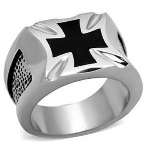 Šperky4U Ocelový prsten - maltézský kříž - velikost 50 - OPR1593-57
