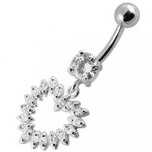 Šperky4U Stříbrný piercing do pupíku - srdce - BP01004-C