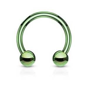 Šperky4U Piercing podkova, barva zelená - PV1001G-120833