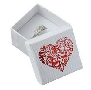 Šperky4U Bílá krabička na prsten s ornamentálním srdcem - KR0240-WH