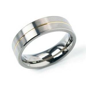 BOCCIA® Titanový prsten se zlacenou linkou BOCCIA® 0101-21 - velikost 67 - 0101-2167