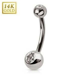 Šperky4U Zlatý piercing do pupíku banánek, Au 585/1000 - ZL01091C-WG