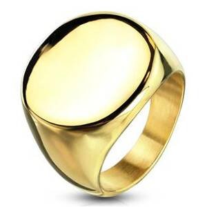 Šperky4U Zlacený pečetní ocelový prsten - velikost 70 - OPR1751GD-70