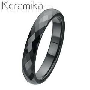 NUBIS® Keramický prsten černý, šíře 4 mm - velikost 57 - KM1002-4-57