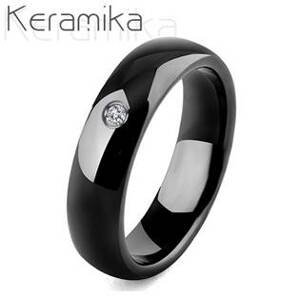 NUBIS® KM1010-6 Dámský keramický prsten černý, šíře 6 mm - velikost 55 - KM1010-6-55