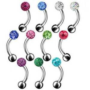 NUBIS® Piercing do obočí s krystaly Crystals From Swarovski® 1,2 x 8 mm - OB01106-AB