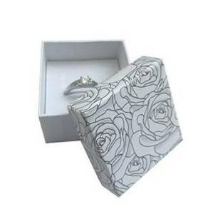 Šperky4U Malá dárková krabička na prsten s růžemi, barva šedá - KR0266-GR