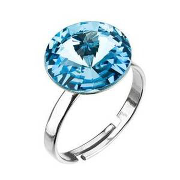 EVOLUTION GROUP CZ Stříbrný prsten s kamenem Crystals from Swarovski® Aqua - velikost universální - 35018.3