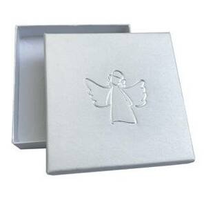 Šperky4U Bílá dárková krabička na soupravu, stříbrný anděl - KR0305-ST